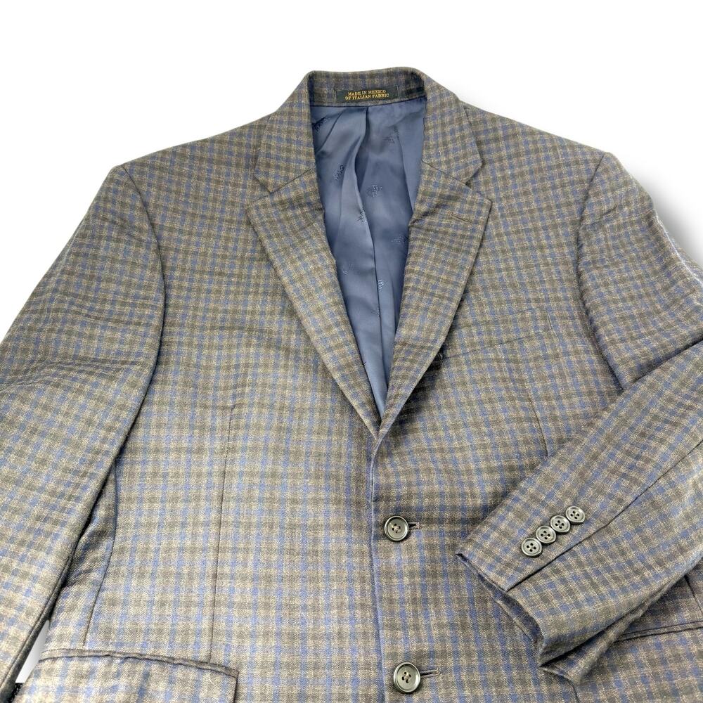 Jos A Bank Reserve Sportcoat 40S Brown Navy Check Wool Cashmere Italy Trad Ivy